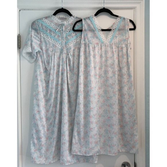 Vg Danni Nightgown Housecoat Pignoir Set Size Small Lace Short Sleeve USA Robe - Picture 1 of 9